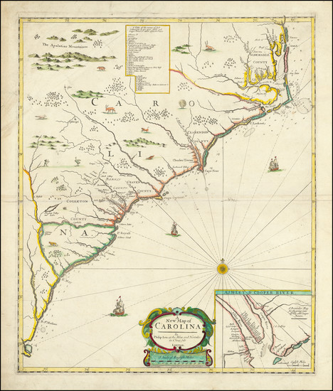 52-Southeast, North Carolina and South Carolina Map By Robert Morden  &  Philip Lea