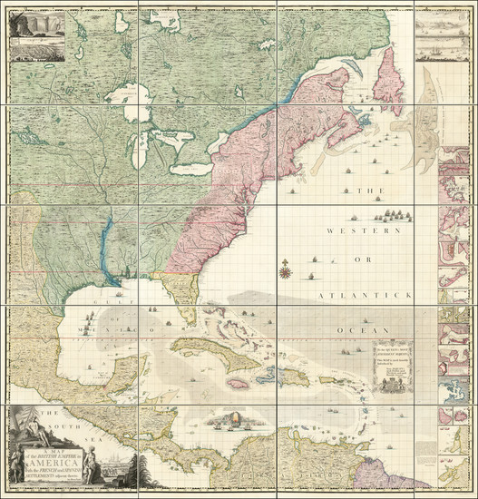 15-United States, North America and Atlases Map By Henry Popple