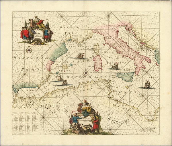 70-Mediterranean Map By Reiner & Joshua Ottens