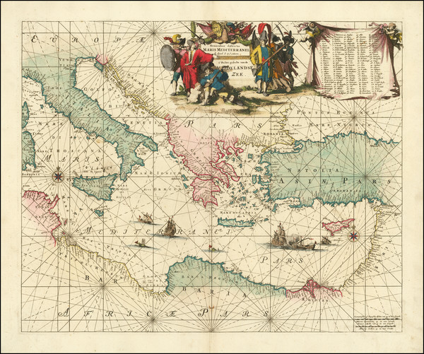 7-Italy, Mediterranean, Turkey & Asia Minor and Greece Map By Reiner & Joshua Ottens