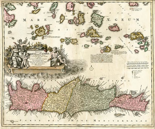 50-Europe, Mediterranean, Balearic Islands and Greece Map By Johann Baptist Homann