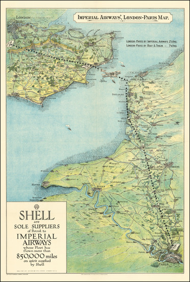 7-England and France Map By Imperial Airways