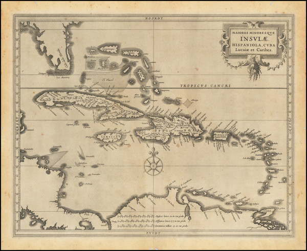 26-Caribbean Map By Joannes De Laet