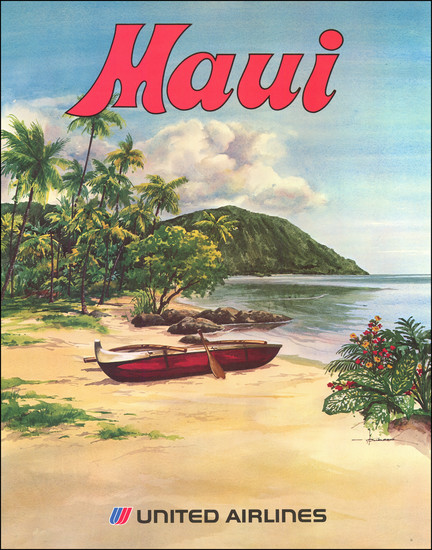 26-Hawaii, Hawaii and Travel Posters Map By United Airlines