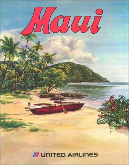 31-Hawaii, Hawaii and Travel Posters Map By United Airlines