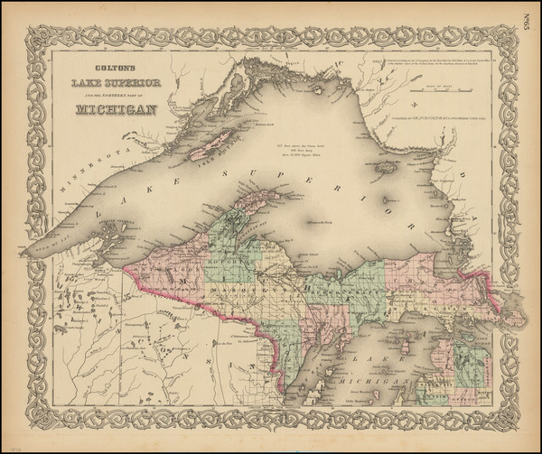 25-Michigan Map By Joseph Hutchins Colton