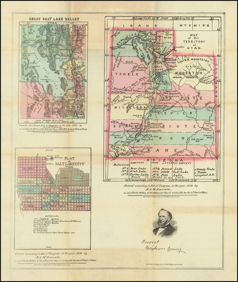 58-Utah and Utah Map By B.A.M. Froiseth