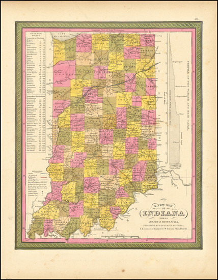 44-Indiana Map By Samuel Augustus Mitchell