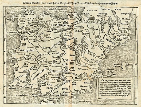 10-Europe, Spain and Portugal Map By Sebastian Munster