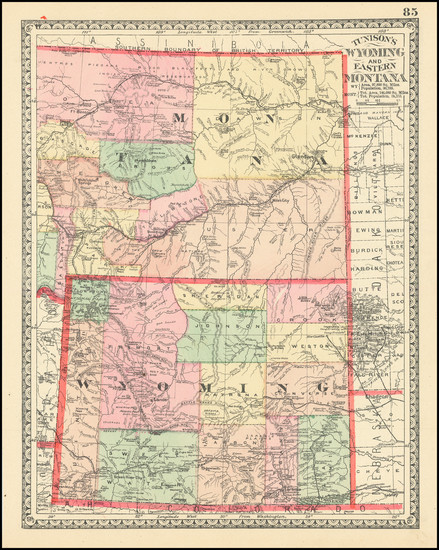 53-Montana and Wyoming Map By H.C. Tunison