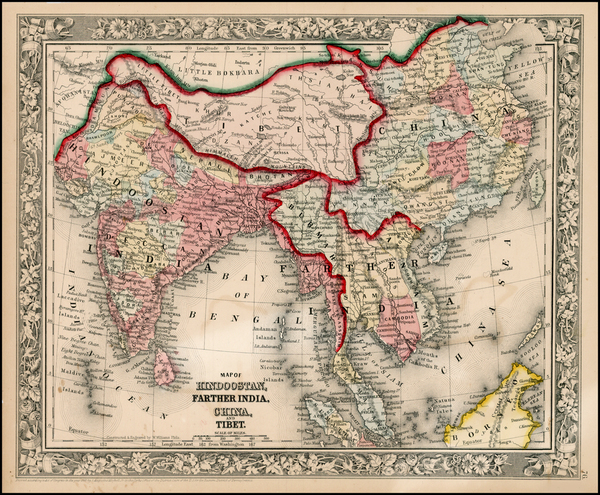 13-Asia, China, India, Southeast Asia and Central Asia & Caucasus Map By Samuel Augustus Mitch