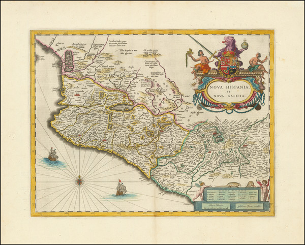 38-Mexico Map By Willem Janszoon Blaeu