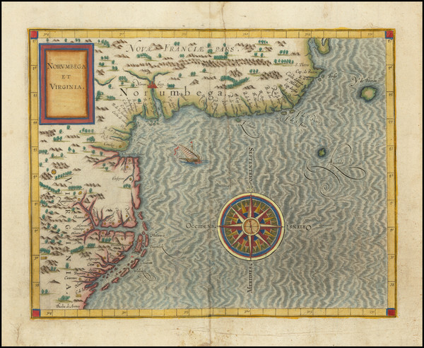 98-New England, New York State and Mid-Atlantic Map By Cornelis van Wytfliet