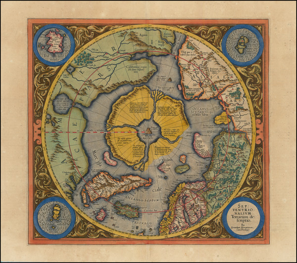 56-Northern Hemisphere and Polar Maps Map By Gerard Mercator