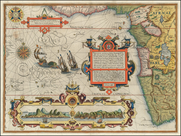 55-Atlantic Ocean, South Africa and West Africa Map By Jan Huygen Van Linschoten