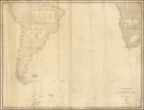 98-Atlantic Ocean and South America Map By U.S. Hydrographical Office