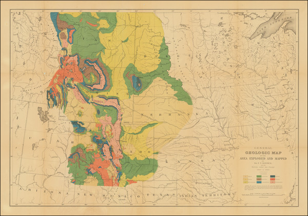 96-Plains, Rocky Mountains and Geological Map By Ferdinand Vandeveer Hayden