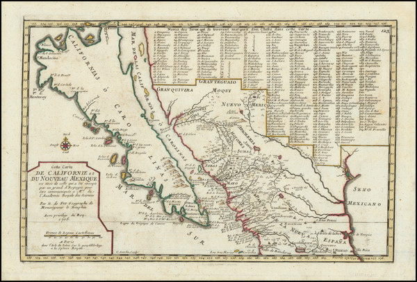 73-Baja California, California and California as an Island Map By Nicolas de Fer