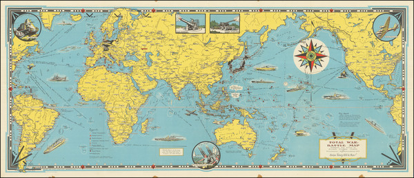 92-World, Pictorial Maps and World War II Map By Ernest Dudley Chase