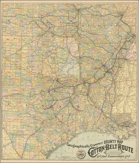 11-Louisiana, Arkansas, Texas, Kansas, Missouri and Oklahoma & Indian Territory Map By St. Lou