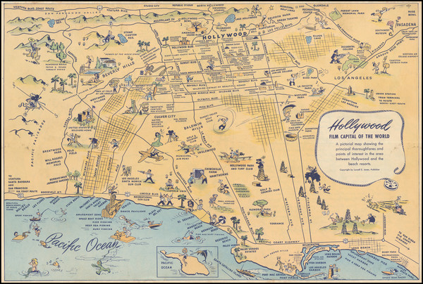 14-Pictorial Maps and Los Angeles Map By Lowell E. Jones