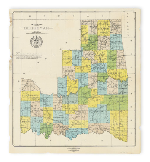 27-Oklahoma & Indian Territory Map By Aug. Gast Bank Note & Litho. Company / D.W. Bolich