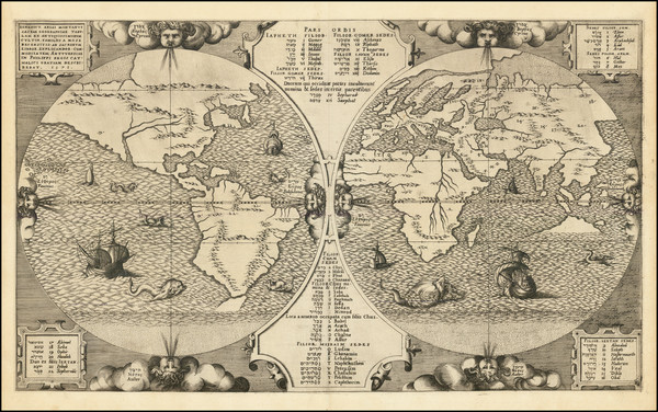 61-World and Australia Map By Benedictus Arias Montanus