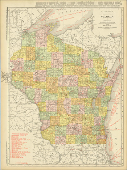 61-Wisconsin Map By Rand McNally & Company