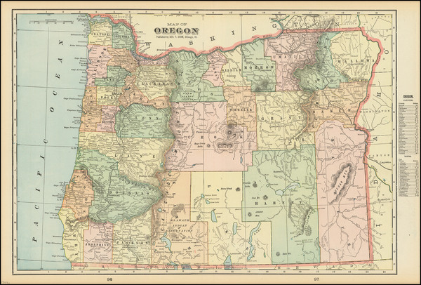 46-Oregon Map By George F. Cram