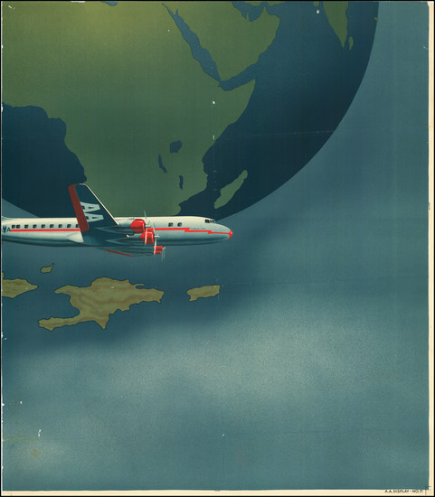 87-World and Travel Posters Map By American Airlines