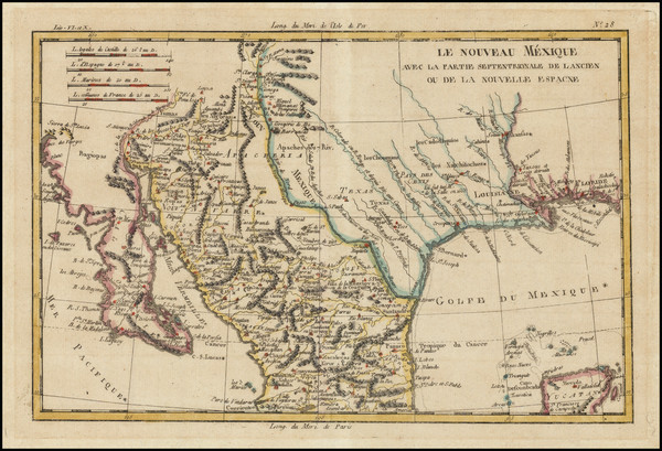 94-Texas, Southwest, Mexico and Baja California Map By Rigobert Bonne