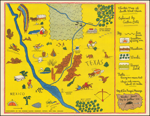 5-Texas and Pictorial Maps Map By Gordon Baking Company