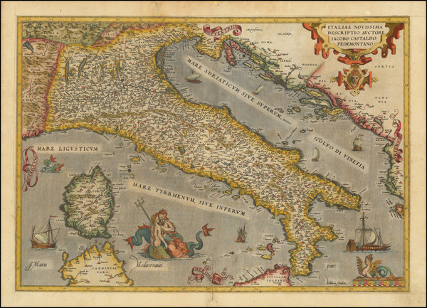 37-Italy Map By Abraham Ortelius