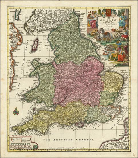 82-England Map By Matthaus Seutter