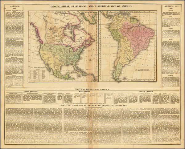 68-North America, South America and America Map By Henry Charles Carey  &  Isaac Lea