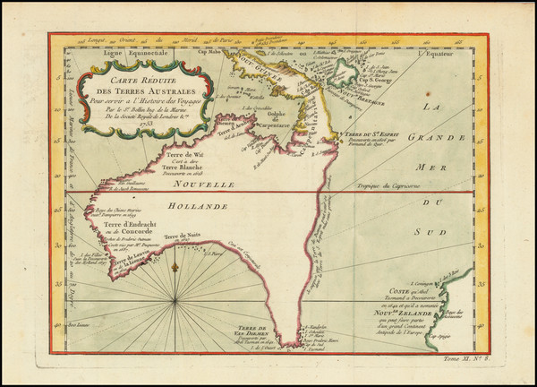 42-Australia Map By Jacques Nicolas Bellin