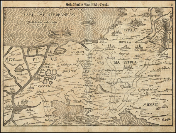 37-Holy Land and Egypt Map By Heinrich Bunting