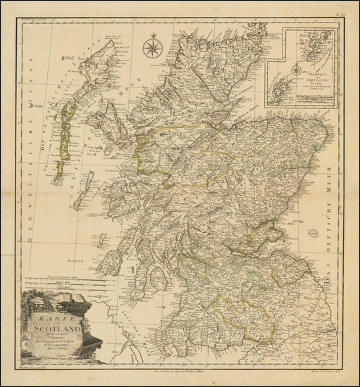 52-Scotland Map By Franz Anton Schraembl