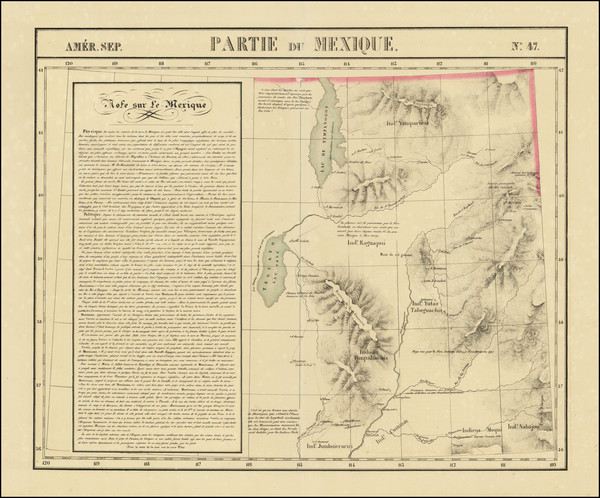 67-Southwest, Utah, Rocky Mountains and Utah Map By Philippe Marie Vandermaelen