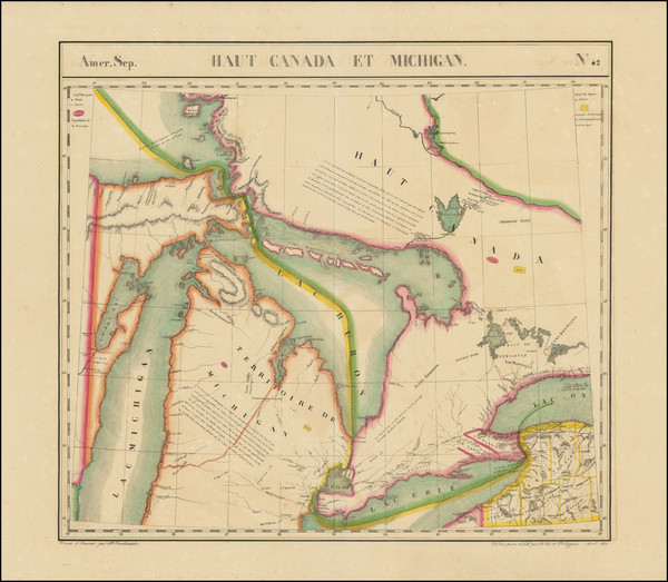 59-Midwest, Michigan and Western Canada Map By Philippe Marie Vandermaelen