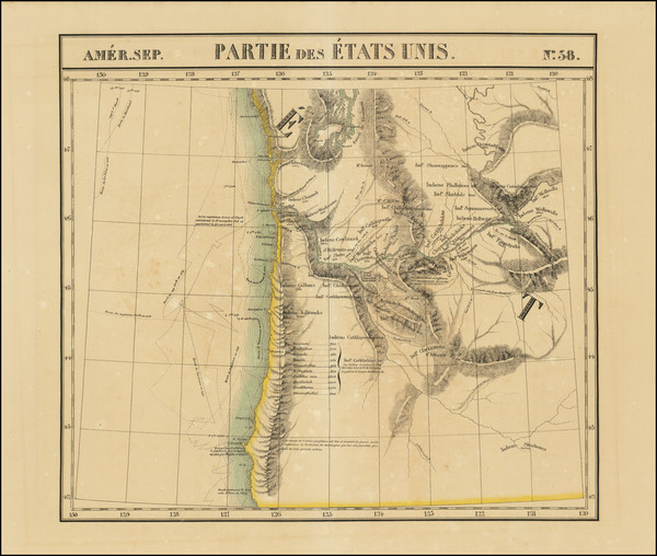 44-Pacific Northwest, Oregon and Washington Map By Philippe Marie Vandermaelen