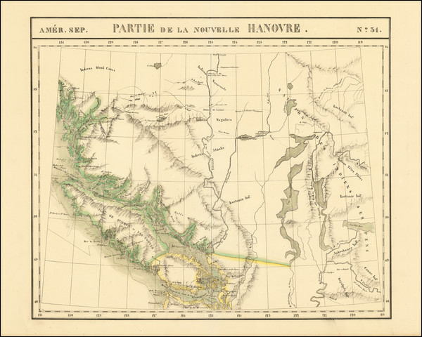 36-Washington and British Columbia Map By Philippe Marie Vandermaelen