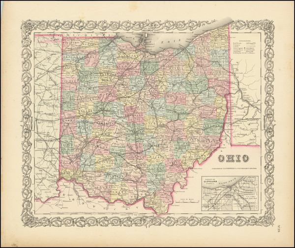 85-Ohio Map By Joseph Hutchins Colton