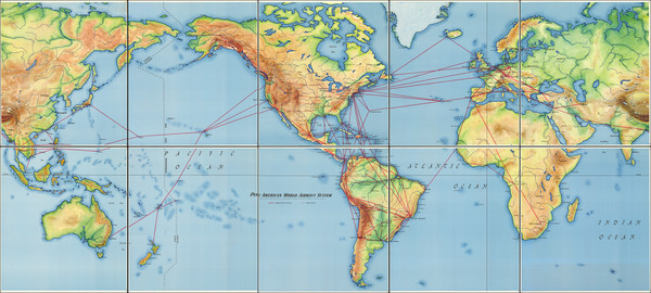 32-World Map By Pan American World Airways / John Philip