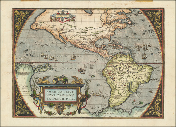 28-Western Hemisphere and America Map By Abraham Ortelius
