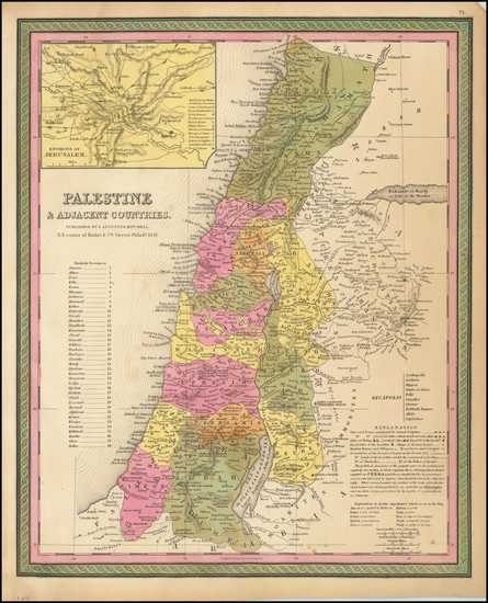 44-Holy Land Map By Samuel Augustus Mitchell