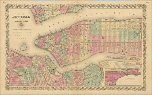 40-New York City Map By Joseph Hutchins Colton