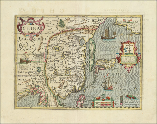 42-China, Japan and Korea Map By Jodocus Hondius