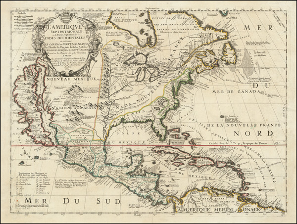 93-North America and California as an Island Map By Vincenzo Maria Coronelli / Jean-Baptiste Nolin