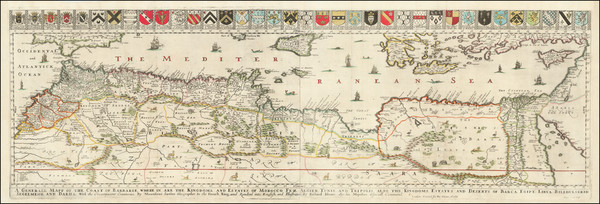 74-Mediterranean, Cyprus, Egypt and North Africa Map By Richard Blome